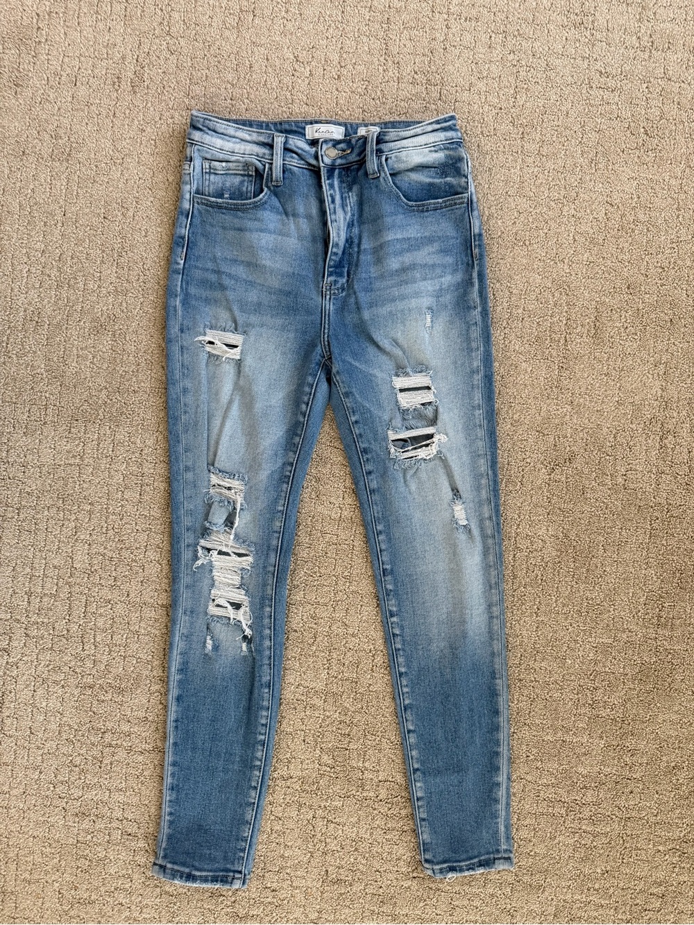 KanCan Signature Size 28 High Rise Distressed Skinny Jeans Medium Wash
